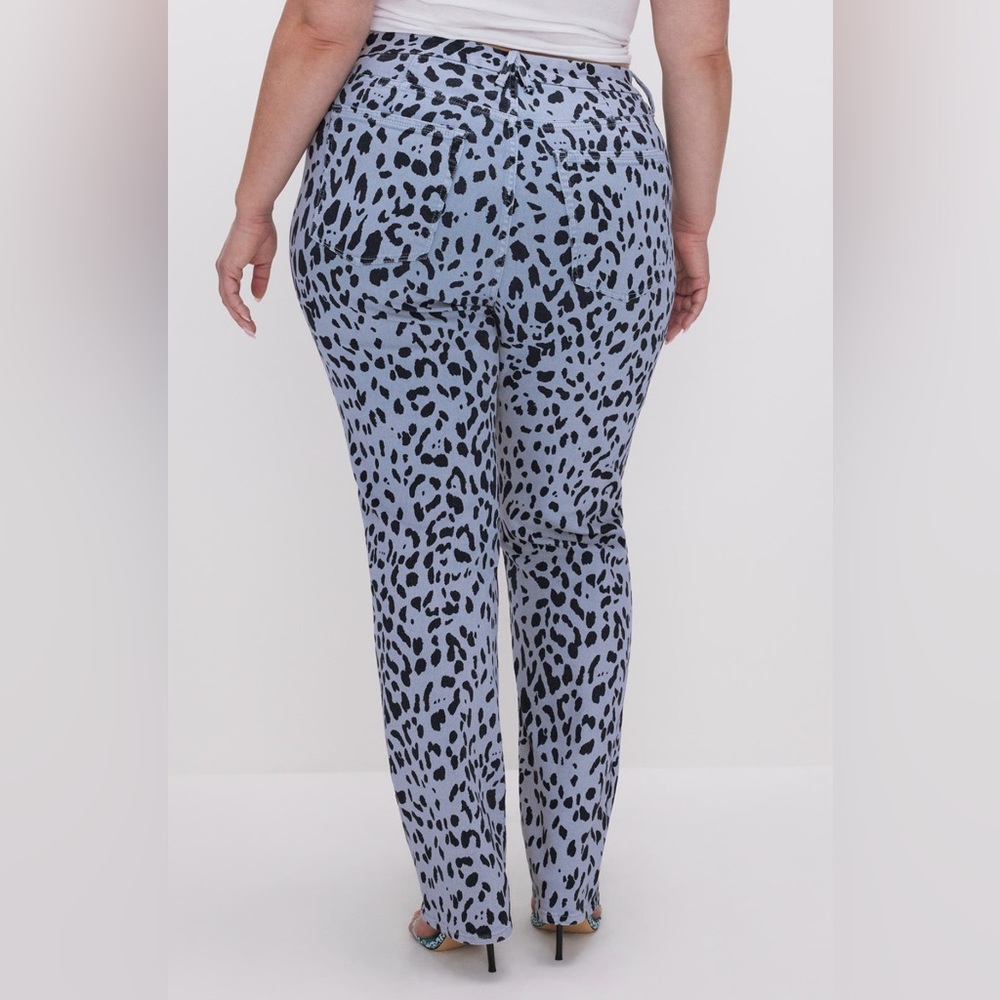Good American Jeans Good Icon Straight Mineral Glass Leopard Plus Size 20 NWT - Picture 15 of 16